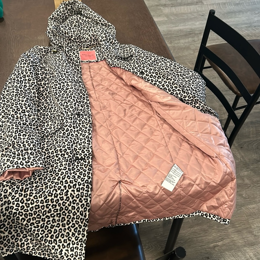 Kate Spade leopard print hooded trench jacket XS. Excellent condition.